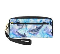 Dipingere il delfino, Borsa per il trucco Borsa per cosmetici Borsa da viaggio portatile da toilette Astuccio in pelle per donne e ragazze