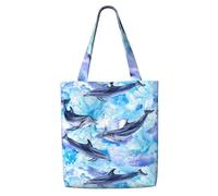 Dipingere il delfino,Borse della spesa riutilizzabili, borse per la spesa, borsa a tracolla in tela di grande capacità