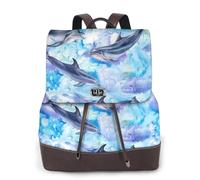 Dipingere il delfino,Zaino da donna, impermeabile, leggero, in pelle PU, alla moda, da viaggio