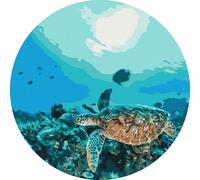 Dipingere secondo i numeri rotondo - tartaruga nella barriera corallina... 40