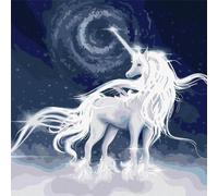 Dipingere secondo i numeri - unicorno bianco 50 x 50 cm