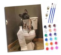 Dipingi coi numeri Dipingi con i numeri per adulti principianti 40 x 50 cm Cane nero che legge un giornale sulla toilette Adulti Dipingi con i numeri con pennelli Pittura fai da te per la decorazione