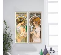 Dipingi coi numeri per adulti Alphonse Mucha, Piuma e Primula, 1899" Kit per dipingere con i numeri, per adulti su tela