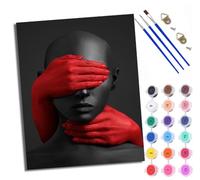 Dipingi coi numeri per adulti e principianti Ritratto di uomo con le mani rosse che coprono il viso Dipinto con i numeri Kit su tela senza cornice Colore Pittura a olio Colori acrilici Decorazione