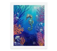 Dipingi coi numeri, un cavalluccio marino colorato nuota tra le vivaci barriere coralline, 2 kit di pittura digitale per adulti Crea la tua scena magica forniture artistiche senza cornice 40 x 50 cm