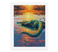 Dipingi coi numeri, un coccodrillo colorato che si rilassa nell'acqua, kit per pittura digitale per adulti, crea la tua scena magica, forniture artistiche senza cornice, 40 x 50 cm