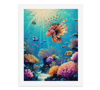 Dipingi coi numeri, un colorato pesce leone nuota tra le vivaci barriere coralline Kit per pittura digitale per adulti Crea la tua scena magica forniture artistiche senza cornice 40 x 50 cm