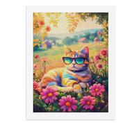 Dipingi coi numeri, un gatto colorato che si rilassa in un campo di fiori - 2 kit di pittura digitale per adulti Crea la tua scena magica forniture artistiche senza cornice 40 x 50 cm