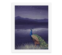 Dipingi coi numeri Un pavone vicino al lago sotto il cielo stellato Kit per pittura digitale per adulti Crea la tua scena magica forniture artistiche senza cornice 40 x 50 cm