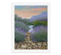 Dipingi coi numeri Un percorso con lavanda e pietre accanto a un ruscello sotto un cielo colorato Kit per pittura digitale per adulti Crea la tua scena magica forniture artistiche senza cornice 40 x