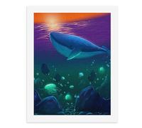Dipingi coi numeri Una balena maestosa nuota tra meduse luminose in una scena subacquea Kit per pittura digitale per adulti Crea la tua scena magica forniture artistiche senza cornice 40 x 50 cm
