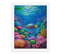 Dipingi coi numeri, una barriera corallina colorata pullula con vibrante vita marina kit di pittura digitale per adulti Crea la tua scena magica forniture artistiche senza cornice 40 x 50 cm