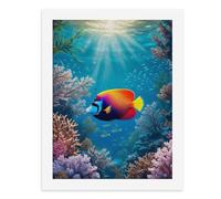 Dipingi coi numeri, una barriera corallina colorata pullula di vibrante vita marina - 1 kit di pittura digitale per adulti Crea la tua scena magica forniture artistiche senza cornice 40 x 50 cm