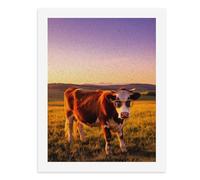 Dipingi coi numeri Una mucca che indossa occhiali da sole stand in un campo dorato al tramonto Kit di pittura digitale per adulti Crea la tua scena magica forniture artistiche senza cornice 40 x 50 cm