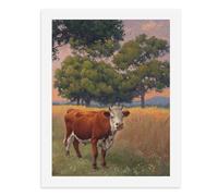 Dipingi coi numeri Una mucca marrone e bianca in un campo dorato con alberi sullo sfondo Kit di pittura digitale per adulti Crea la tua scena magica forniture artistiche senza cornice 40 x 50 cm