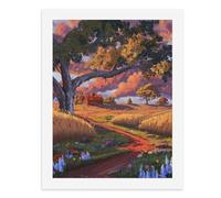 Dipingi coi numeri, una pittoresca scena rurale con un albero e un sentiero sotto un cielo colorato, kit di pittura digitale per adulti, crea la tua scena magica forniture artistiche senza cornice, 40