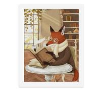 Dipingi coi numeri Una volpe con gli occhiali che legge un libro vicino al tavolo Kit per pittura digitale per adulti Crea la tua scena magica Forniture artistiche senza cornice 40 x 50 cm
