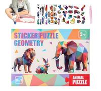 Dipingi con adesivi per bambini, adesivi geometrici con animali dei cartoni animati, giocattolo di pittura interattivo riutilizzabile, attività creativa divertente per bambini e adulti, artigianato fa