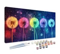 Dipingi con i Numeri Adulti Colorato, Dipingi con i Numeri Dente di leone Paint by Numbers, DIY Hobby Creativi Adulti Kit con Pennelli e Pittura Acrilica, Decora Casa, Regalo Donna 45x90 cm 4L-525
