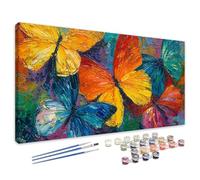 Dipingi con i Numeri Adulti Colorato, Dipingi con i Numeri Farfalla Paint by Numbers, DIY Hobby Creativi Adulti Kit con Pennelli e Pittura Acrilica, Decora Della Casa, Regalo Donna 100x200 cm 4L-22