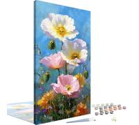 Dipingi con i Numeri Adulti Colorato, Dipingi con i Numeri Fiore Paint by Numbers, DIY Hobby Creativi Adulti Kit con Pennelli e Pittura Acrilica, Decora Della Casa, Regalo Donna/Uomo 80x160 cm 4L-1280