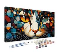 Dipingi con i Numeri Adulti Colorato, Dipingi con i Numeri Gatto Paint by Numbers, DIY Hobby Creativi Adulti Kit con Pennelli e Pittura Acrilica, Decora Della Casa, Regalo Donna/Uomo 20x40 cm 4L-512