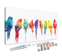Dipingi con i Numeri Adulti Colorato, Dipingi con i Numeri Pappagallo Paint by Numbers, DIY Hobby Creativi Adulti Kit con Pennelli e Pittura Acrilica, Decora Della Casa, Regalo Donna 70x140 cm 4L-928