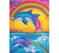 Dipingi con i Numeri Adulti Delfino, Paint by Numbers Gioia Dipingere con i Numeri Bambini Principianti, DIY Creart con Colori Acrilici e Pennelli, Home Wall Room Decor, Regalo Donna,40x50 cm-k1155
