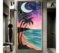 Dipingi con i Numeri Adulti Grandi Dimensioni 45x90cm，Cocco T Tramonto Dipingere con i Numeri Hobby Creativi Adulti，Fai da Te Acrilici Paint by Numbers，Decor da Parete di Casa Regali（Senza Cornice）J68