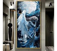 Dipingi con i Numeri Adulti Grandi Dimensioni 50x150cm，luna Angelo Dipingere con i Numeri Hobby Creativi Adulti，Fai da Te Acrilici Paint by Numbers，Decor da Parete di Casa Regali（Senza Cornice）J98