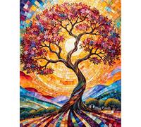Dipingi con i Numeri Adulti, Paint by Numbers Adulti e Bambini con Pennelli Pittura a pigmento Acrilico Disegno Senza Cornice 40x50cm (Albero, senza telaio)