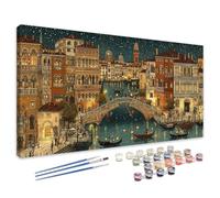 Dipingi con i Numeri Adulti Venezia, Dipingi con i Numeri Vista notturna Paint by Numbers, DIY Hobby Creativi Adulti Kit con Pennelli e Pittura Acrilica, Decora Casa, Regalo Donna 70x140 cm 4L-17