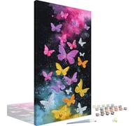 Dipingi con i Numeri Colorato, Dipingi con i Numeri Bambini Farfalla Paint by numbers per Adulti Principianti, Kit Pittura Adulti con Pennelli e Pigmento, Regalo Donna Decor Casa 45x90 cm 4L-1246