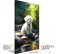 Dipingi con i Numeri Foresta, Dipingi con i Numeri Bambini Cane Paint by numbers per Adulti Principianti, Kit Pittura Adulti con Pennelli e Pigmento Acrilico, Regalo Donna Decor Casa 30x60 cm 4L-1032
