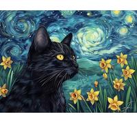 Dipingi con i Numeri gatto cielo stellato, Dipingere con i Numeri Adulti Quadri da Dipingere Numerati Adulti con Vernici e pennelli Acrilica Pittura, per Decora casa Regalo bambina 80x110cm G4-424