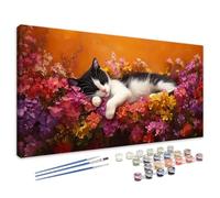 Dipingi con i Numeri Gatto, Dipingi con i Numeri Bambini Colorato Paint by numbers per Adulti Principianti, Kit Pittura Adulti con Pennelli e Pigmento Acrilico, Regalo Donna Decor Casa 40x80 cm 4L-268