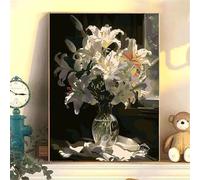 Dipingi Con i Numeri, Giglio Dipingere con i Numeri per Adulti Bellezza Painting by Numbers Kit per Hobby Creativi Adulti, Figured'art Acrilico Pigmento Disegno con Pennelli, Decora Regalo 30x40cm