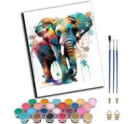 Dipingi con i numeri per adulti Acquerello animale colorato elefante, pittura con i numeri per adulti kit di artigianato su tela, pittura ad olio fai da te per rilassarsi e alleviare lo stress