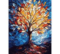 Dipingi con i Numeri per Adulti, Albero della vita, pittura a mano fai da te, per principianti e adulti, Decora la casa Regalo,con Vernici e pennelli senza cornice, 30x40cm Foglie vivaci e multicolori