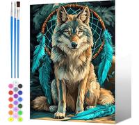 Dipingi con i Numeri per Adulti Animali, Paint by Numbers Adulti Cacciatore Di Sogni, Kit di Pittura Fai-da-Te per Bambini con Pennelli pigmento Acrilico (Senza Cornice), Decora la casa 60x80cm -1601