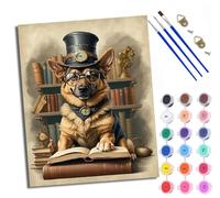 Dipingi con i numeri, per adulti, cane gentiluomo che indossa un cappello, pittura con i numeri, kit fai da te per dipingere con i numeri, kit di artigianato per rilassarsi e alleviare lo stress