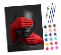 Dipingi con i numeri per adulti Dipingere con i numeri Kit su tela Ritratto di un uomo con le mani rosse che coprono il viso Kit di pittura artistica artistica acrilica pigmento disegno pittura