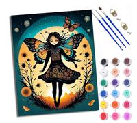 Dipingi con i numeri, per adulti e principianti, ala di farfalla, ragazza sotto la luna, pittura a olio fai da te, colori acrilici, decorazione da parete per la casa, 40 x 50 cm, con cornice