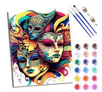 Dipingi con i numeri, per adulti e principianti, pittura artistica su tela, maschere scelte per compleanno, anniversario o qualsiasi festival, kit di pittura acrilica fai da te per la decorazione
