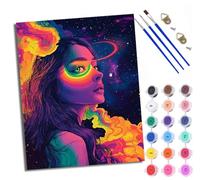 Dipingi con i numeri per adulti e principianti Rainbow Girl sotto il cielo stellato Dipingere con i numeri Kit su tela senza cornice Pittura a olio fai da te Colori acrilici Decorazione murale per la