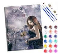 Dipingi con i numeri, per adulti e principianti, tela veneziana mascherata, scelta per compleanno, anniversario o qualsiasi festival, kit di pittura acrilica fai da te per la decorazione della stanza