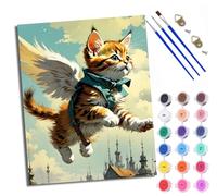 Dipingi con i numeri, per adulti, gattino con le ali, pittura con i numeri, per adulti, kit fai da te per dipingere con i numeri, kit di artigianato per rilassarti e alleviare lo stress, regalo per la