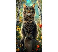Dipingi con i Numeri per Adulti, Gatto Paint by Numbers Kit Principianti Con 3 Penne, Hobby Creativi Adulti Regalo Donna, Halloween Decorazioni Natalizie Casa (senza cornice) 60x120cm J0L-1356