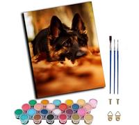 Dipingi con i numeri per adulti, pastore tedesco, foglie d'acero autunnali, pittura con i numeri per adulti, kit fai da te per rilassarti e alleviare lo stress, decorazione per la casa, regalo, 40,6 x