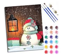 Dipingi con i numeri per adulti, pupazzo di neve che indossa un cappello, pittura con i numeri, per adulti, kit fai da te per dipingere con i numeri, kit di artigianato per rilassarsi e alleviare lo